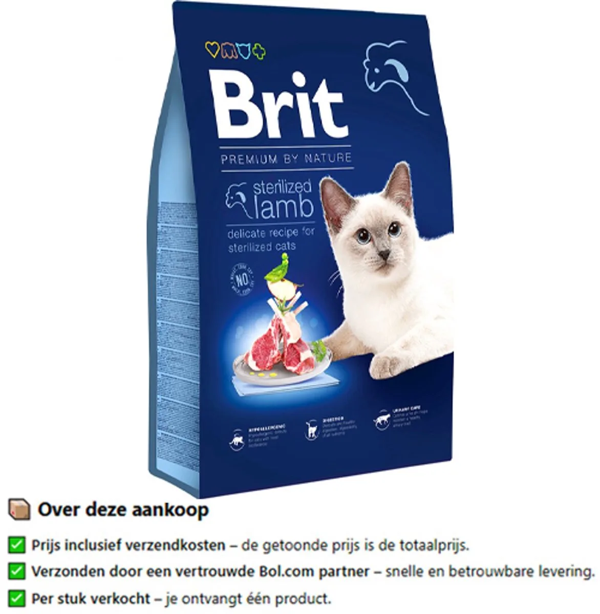 by Nature Cat - Sterilized Lamb - 1,5 kg van Brit – productfoto