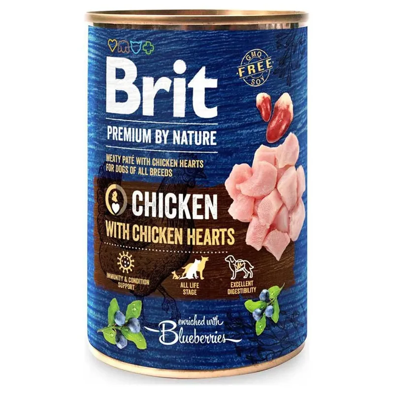By Nature Kip Met Harten Natvoer Voor Hond 400g by Brit – product photo