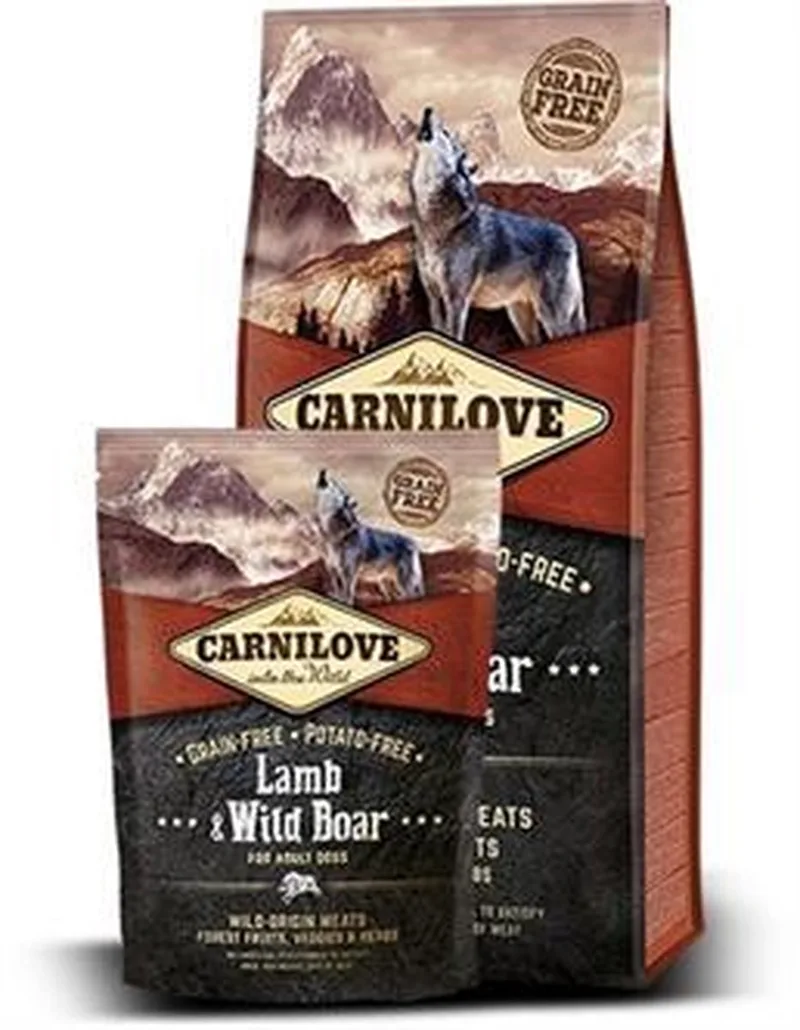 Carnilove Adult granenvrij hondenvoer Lam & Wild zwijn 12kg met 70% vlees 12 kg + 1,5 kg gratis de Brit – photo produit
