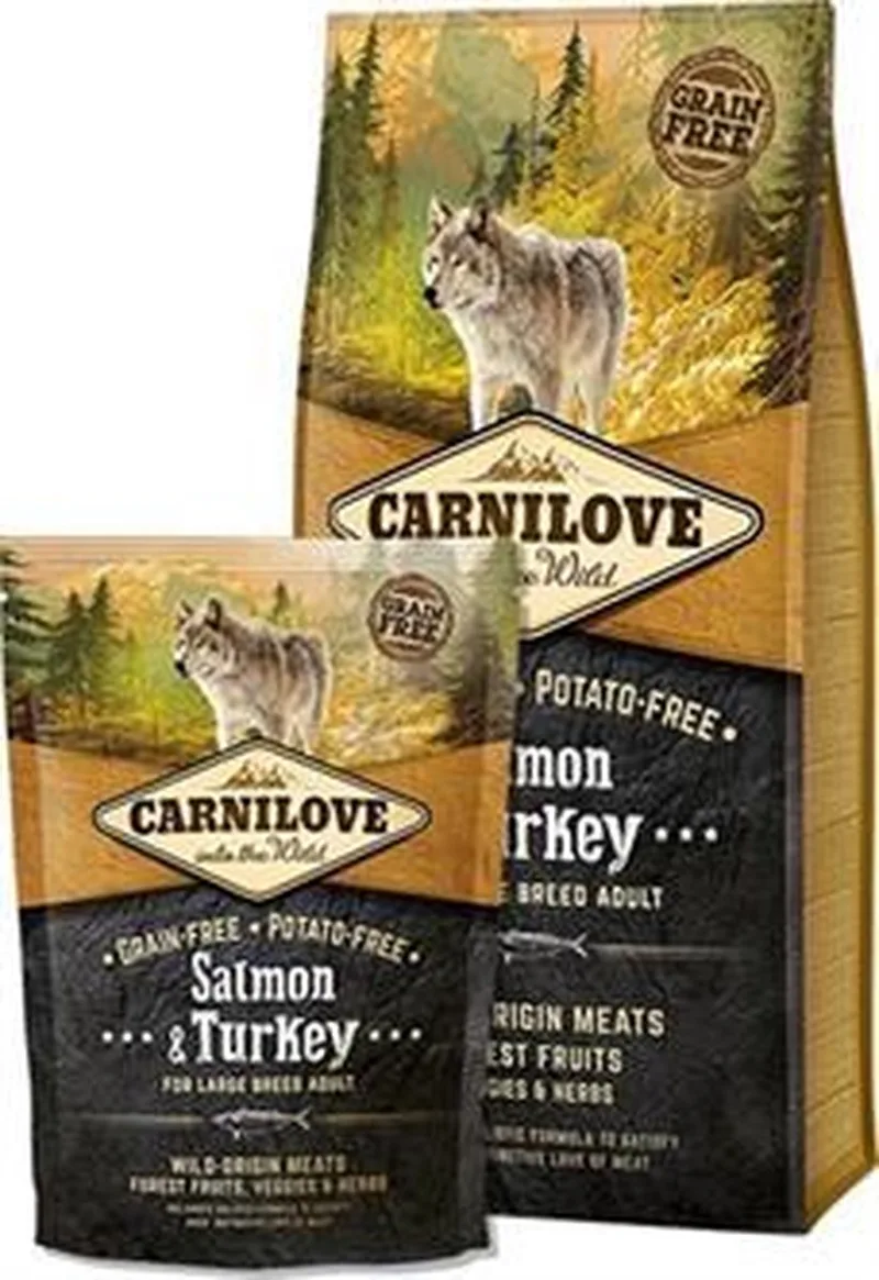 Carnilove Large breed granenvrij hondenvoer Zalm & Kalkoen met 70% vlees 12 kg + 1,5 kg gratis by Brit – product photo
