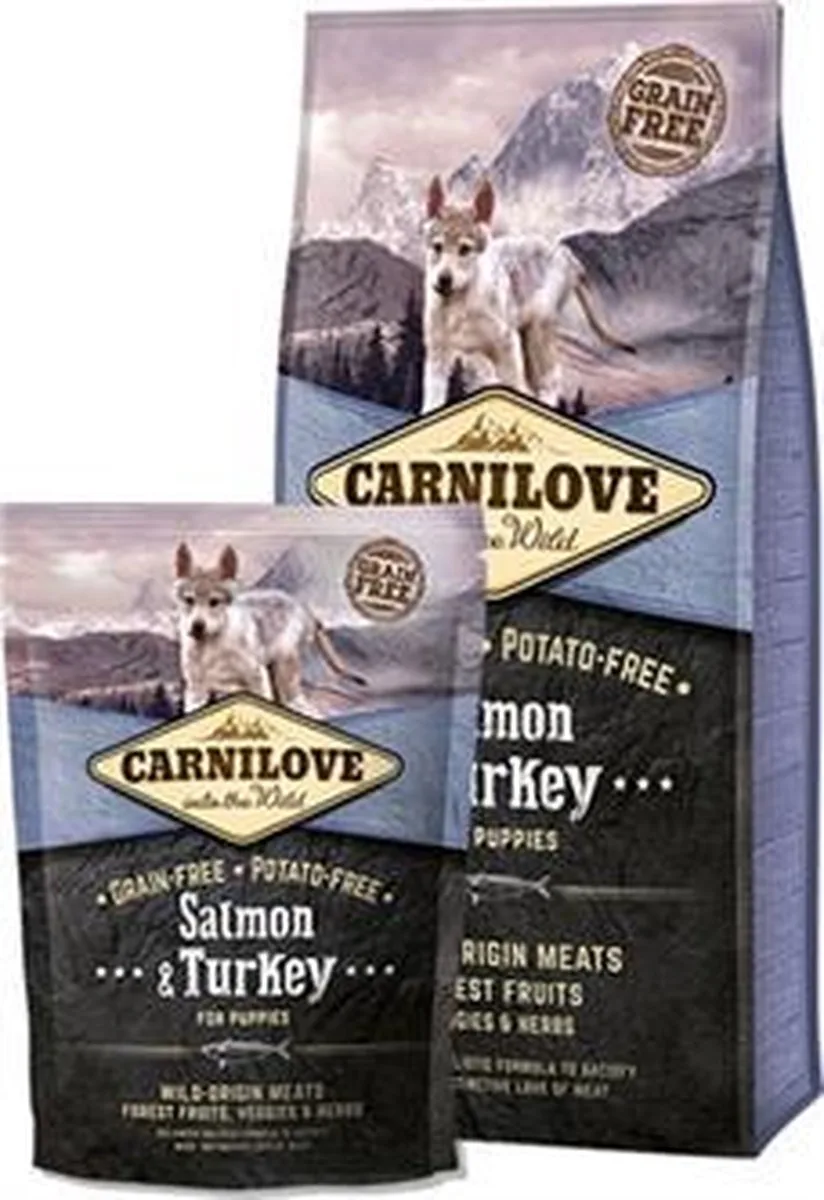 CARNILOVE zalm en kalkoen puppy (70% vlees!) 12 kg + 1,5kg gratis! van Brit – productfoto