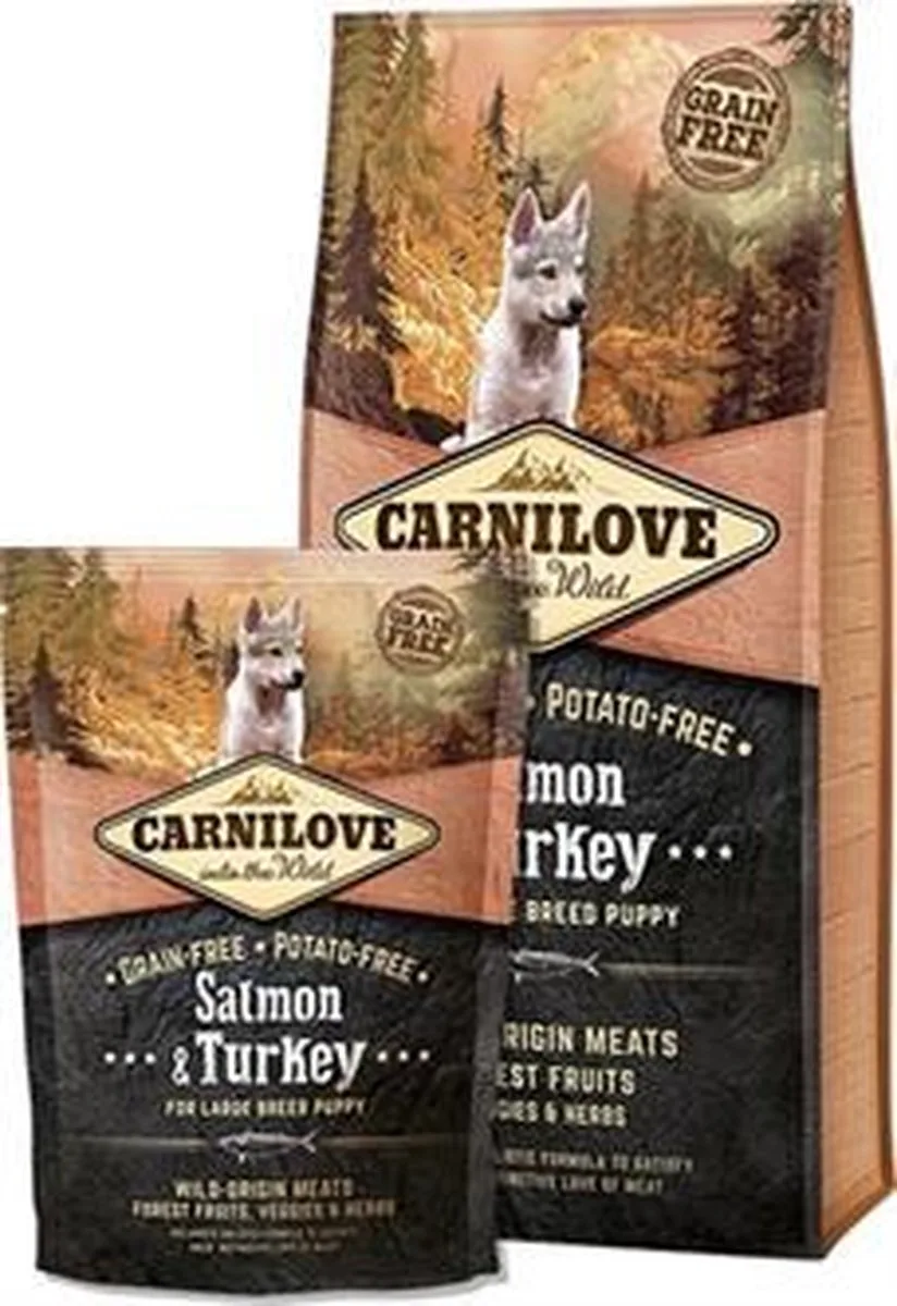 CARNILOVE zalm en kalkoen puppy large breed (70% vlees!) 12 kg + 1,5kg gratis! by Brit – product photo