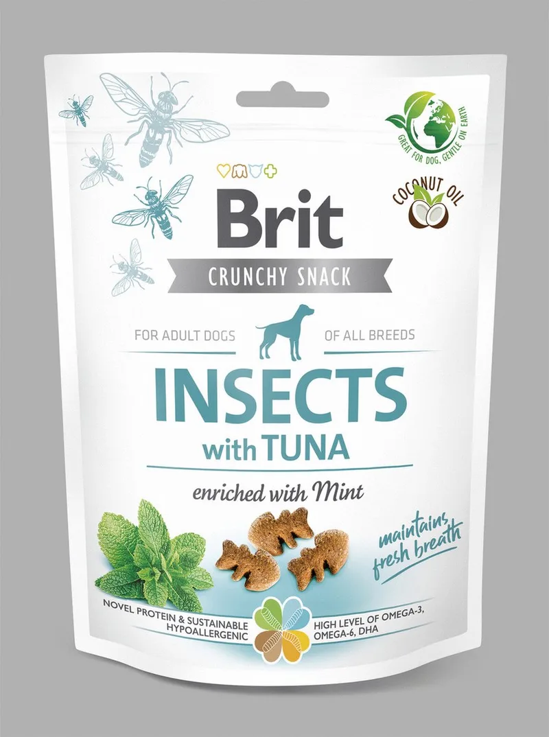 Dog Crunchy Cracker 200 g - Hondensnacks - Insecten&Tonijn&Mint de Brit – photo produit