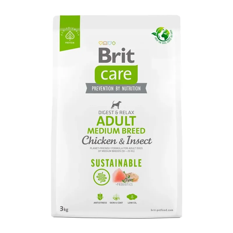 Dog Duurzaam Volwassen Medium Ras Kip En Insecten Hondenvoer 3kg de Brit – photo produit