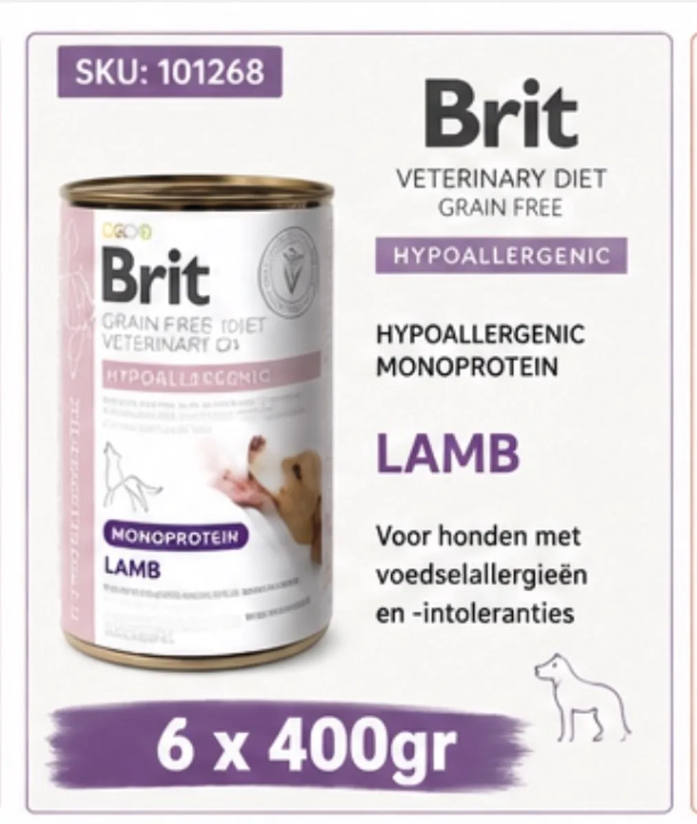 Dog Hypoallergenic Monoprotein Lamb - 6 x 400 g fra Brit – produktbillede