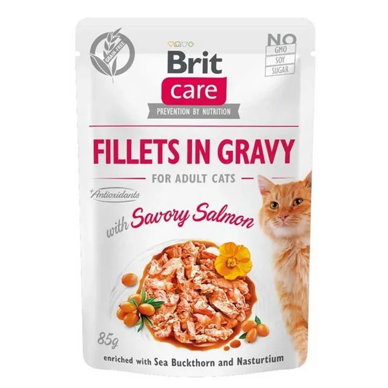 Filets In Saus Hartige Zalm Natvoer Voor Katten 85g de Brit – photo produit