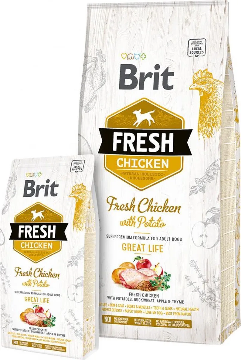 Fresh Chicken & Potato Adult Great Life 12 kg - Hond van Brit – productfoto