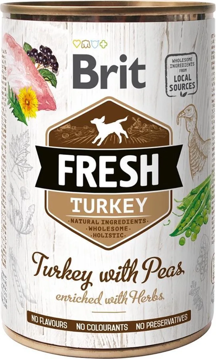 Fresh Turkey with Peas Turkije Volwassene 400 g de Brit – photo produit