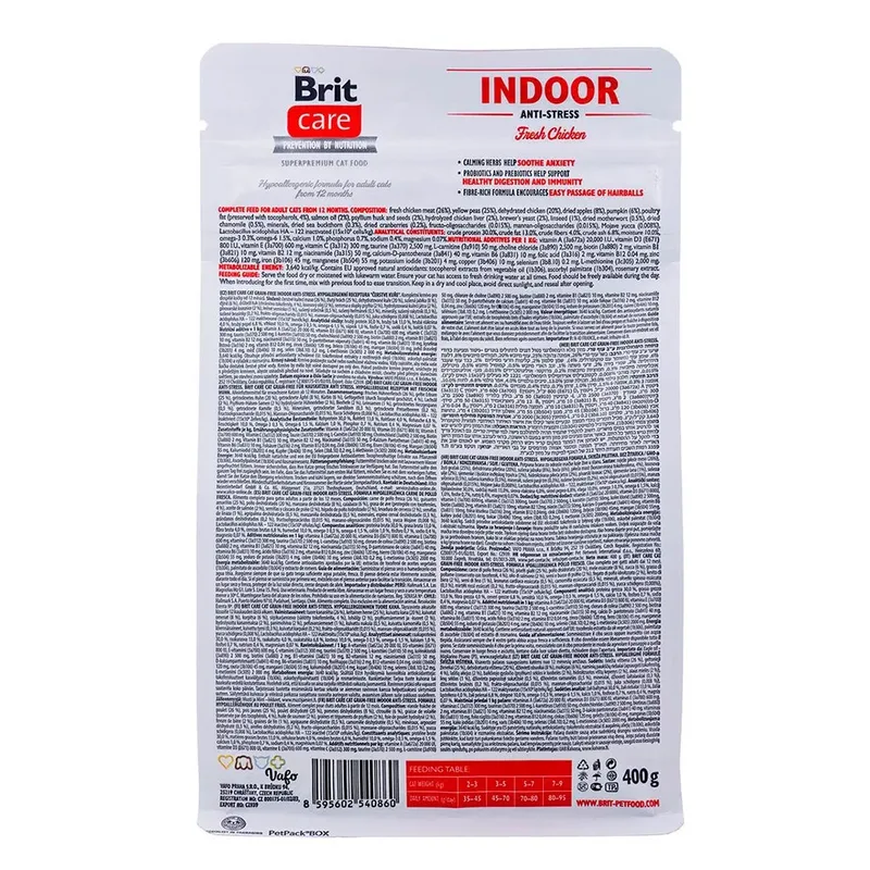 Graanvrij Anti-stress Kattenvoer Voor Volwassen Binnenkatten 400g by Brit – product photo 4 of 4
