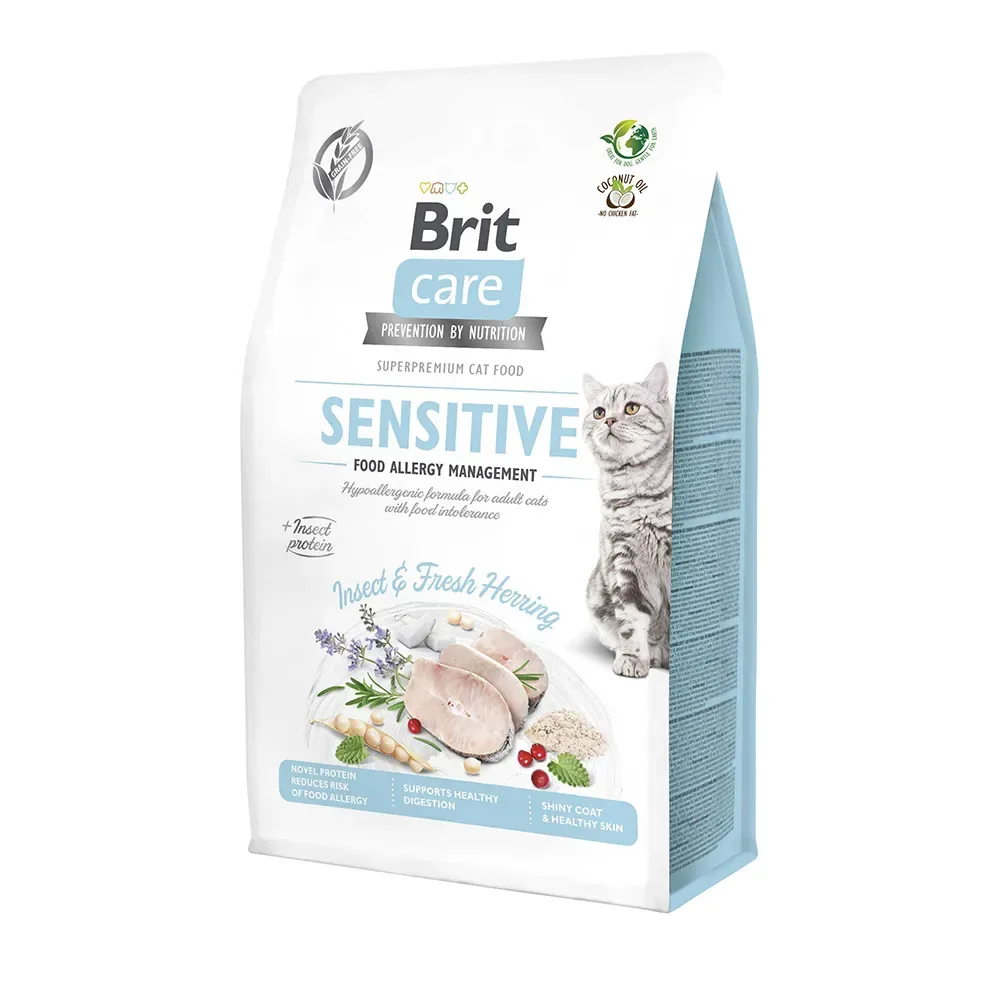 Care Spannmålsfritt Kattfoder För Vuxna Känsliga Katter Med Insekter 400g von Brit – Produktfoto