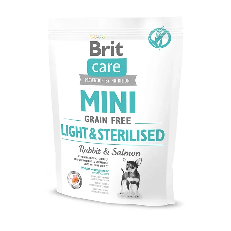Care Getreidefrei Mini Light Adult Hundefutter Für Sterilisierte Hunde Mit Lachs Und Kaninchen 400g von Brit – Produktfoto