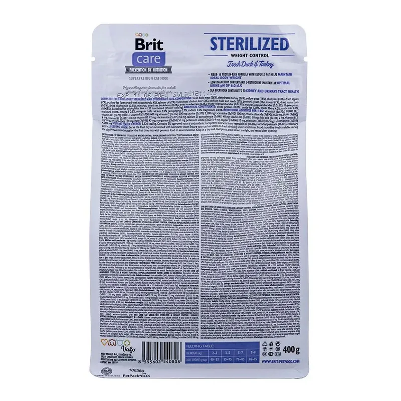Graanvrije Gesteriliseerde Gewichtsbeheersing Kattenvoer 400g by Brit – product photo 4 of 4