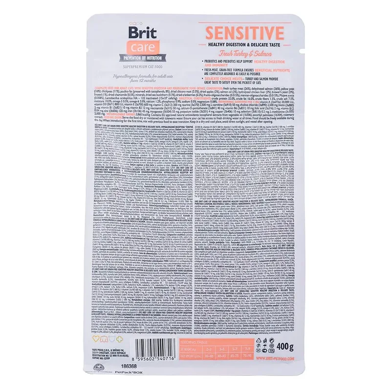 Care Getreidefreies Katzenfutter Sensitiv Pute Und Lachs 400g von Brit – Produktfoto 4 von 4