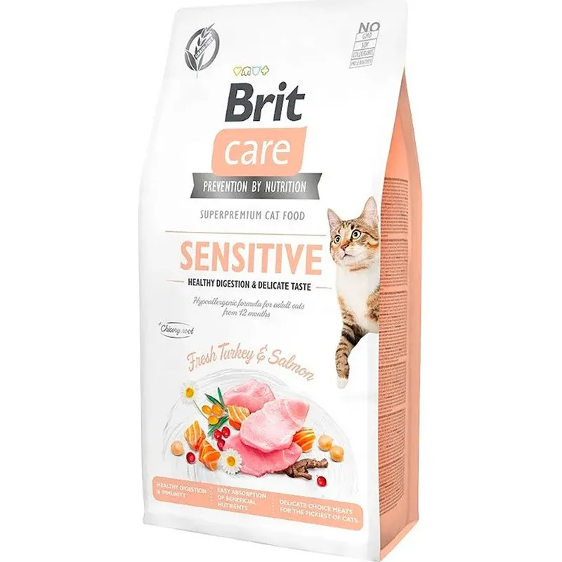 Nourriture Pour Chats Care Sans Céréales Sensible Dinde Et Saumon 7kg de Brit – photo produit
