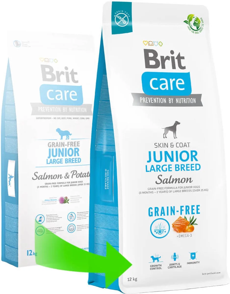 Grain Free Junior Large Breed Salmon & Potato 12 kg - Hond van Brit – productfoto