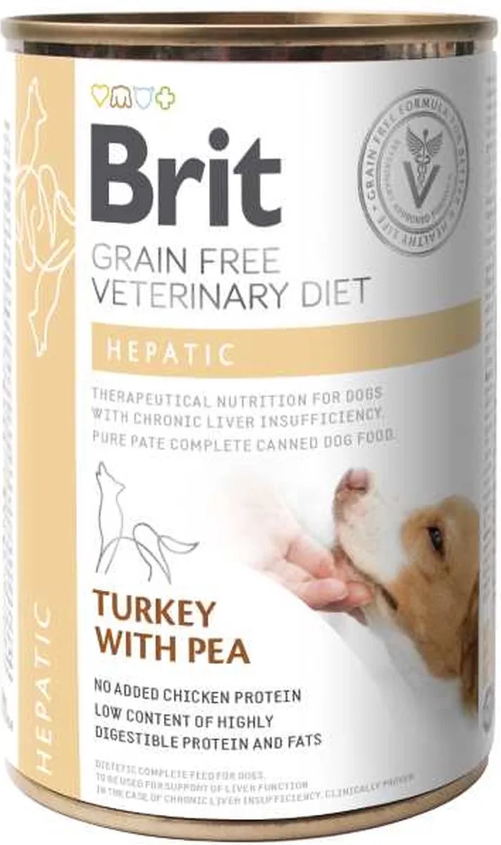 Grain Free Veterinary Diet Hepatic Blik - 6 x 400 gram by Brit – product photo