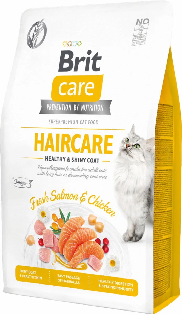 Haircare Healthy & Shiny Coat Zalm&Kip - Kattenvoer - 2 kg de Brit – photo produit