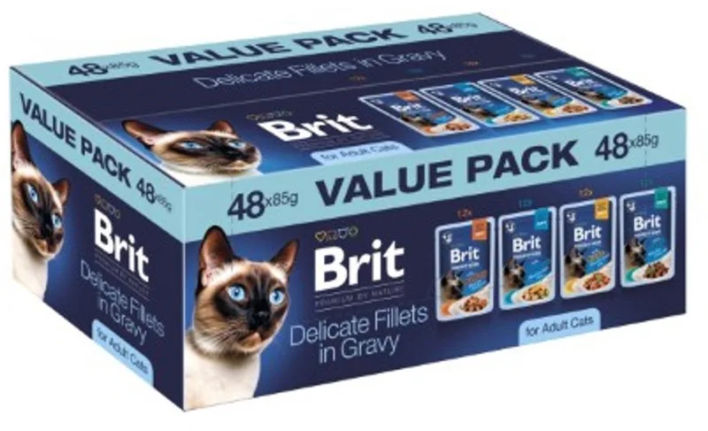 Kat Pouches - Maandpakket -Value Pack -/ Fillets in Gravy Adult Cats 48 x 85 g von Brit – Produktfoto