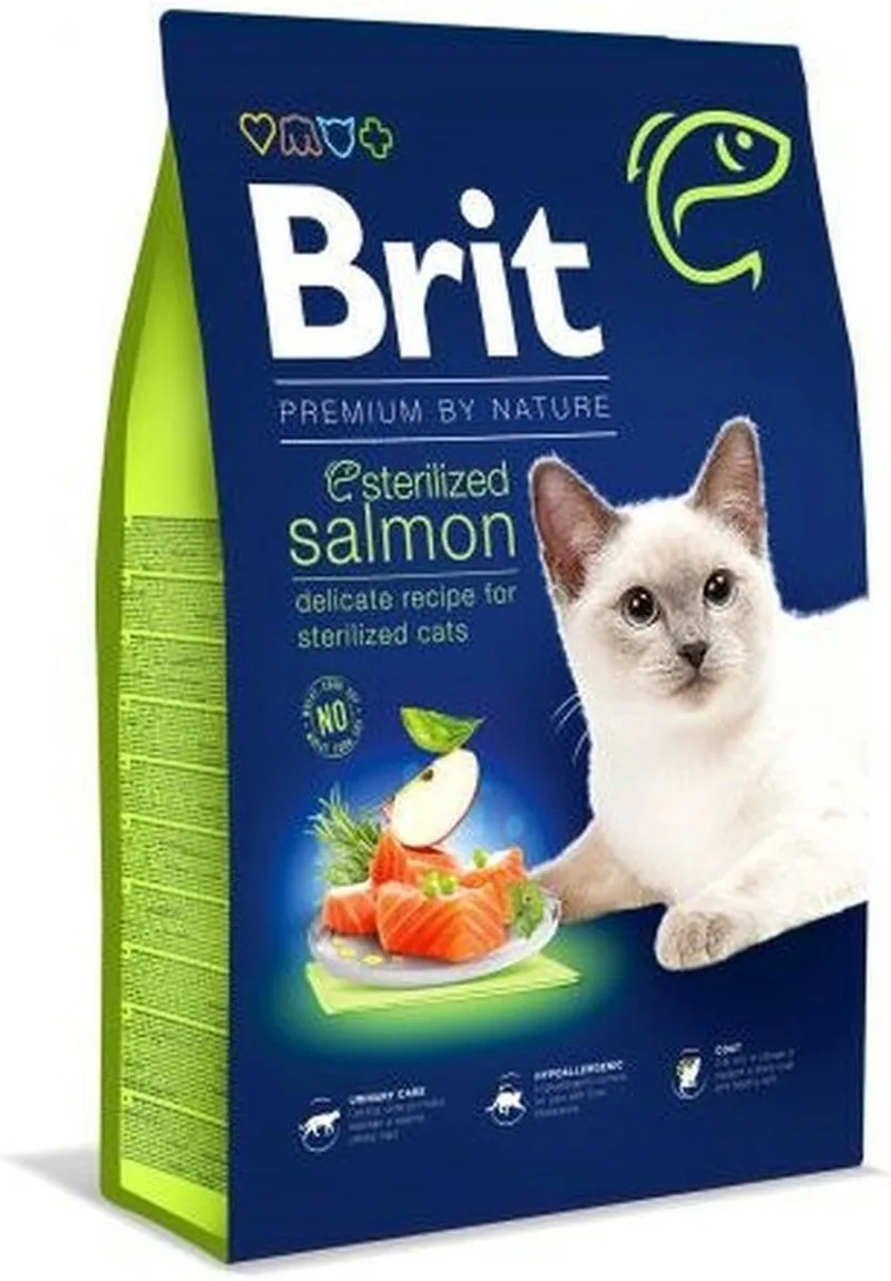 Kattenvoer Brit PREMIUM BY NATURE STERILIZED Volwassen Zalm Pauw 1,5 Kg de Brit – photo produit