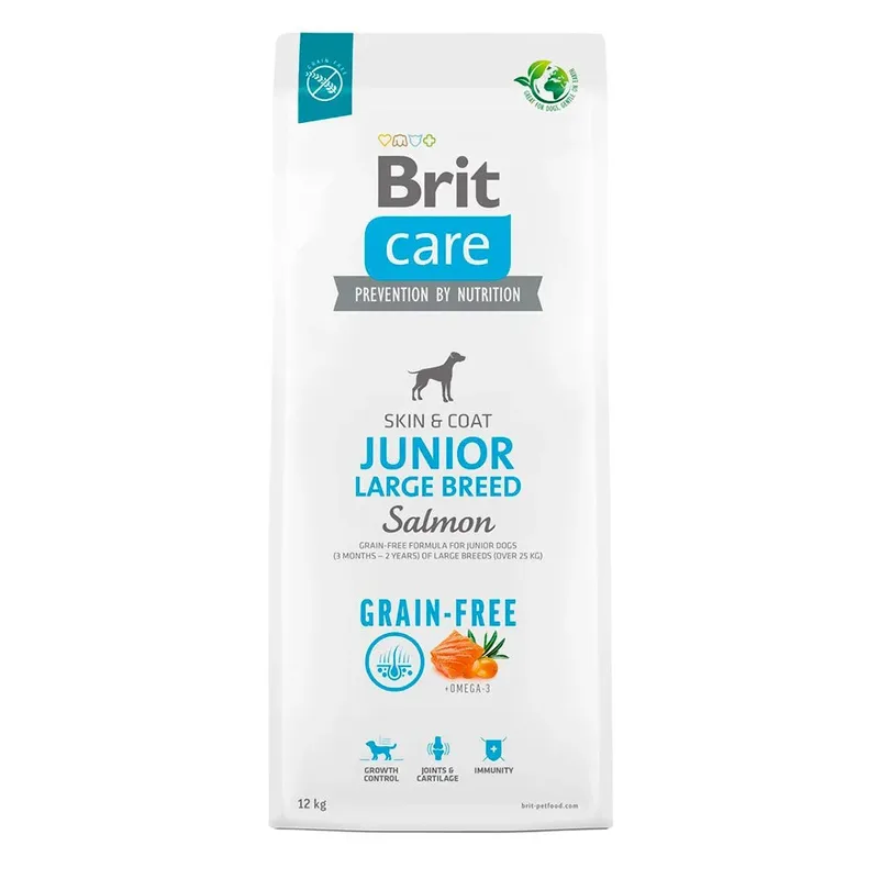 Over Care Junior Large Getreidefreies Lachshundefutter Für Welpen Großer Rassen 3 Monate-2 Jahre 25kg 12kg von Brit – Produktfoto