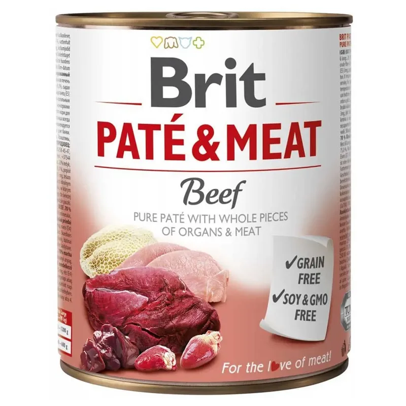 Paté En Vlees Met Rundvlees Natvoer Voor Honden 800g by Brit – product photo