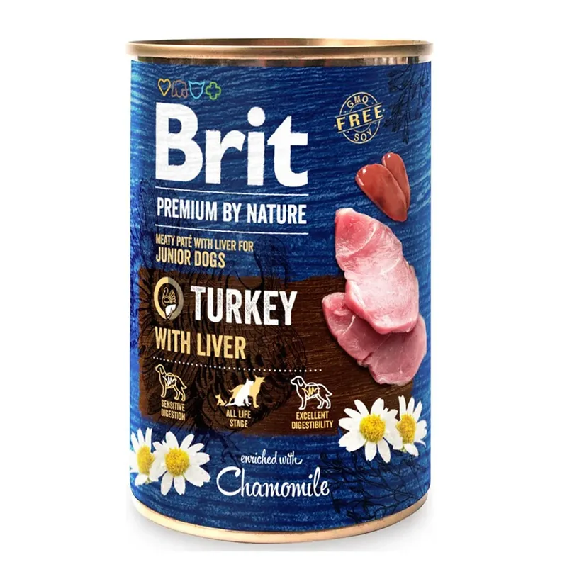 Premiumnature Junior Kalkoen Met Lever Nat Hondenvoer 400g by Brit – product photo