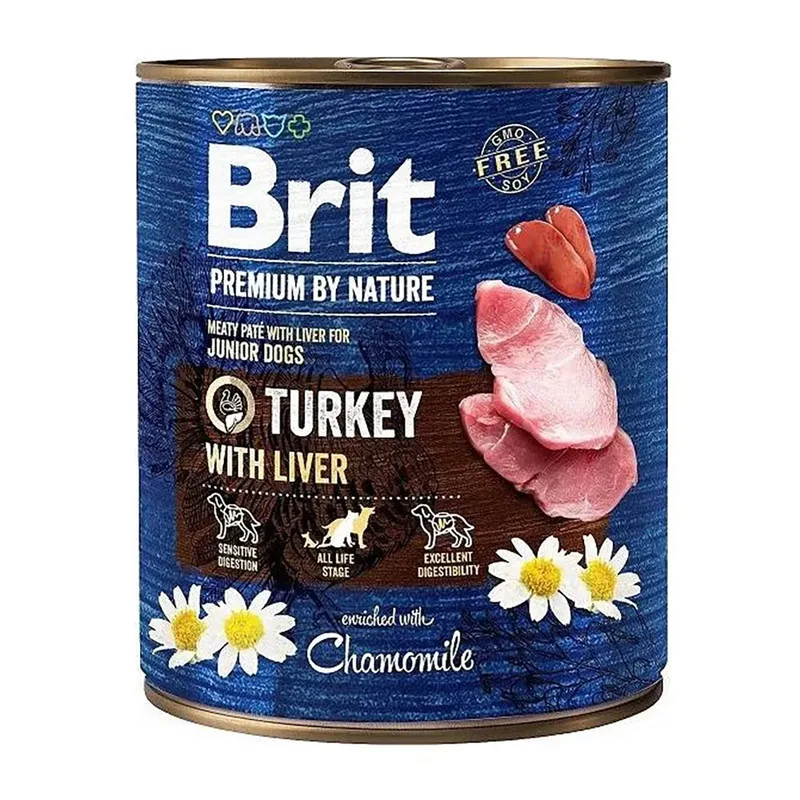 Nourriture Humide Pour Chien Premiumnature Junior Dinde Avec Foie 800g de Brit – photo produit