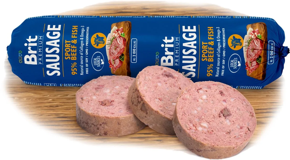Sausage Beef & Fish Sport Formula 800 gr van Brit – productfoto