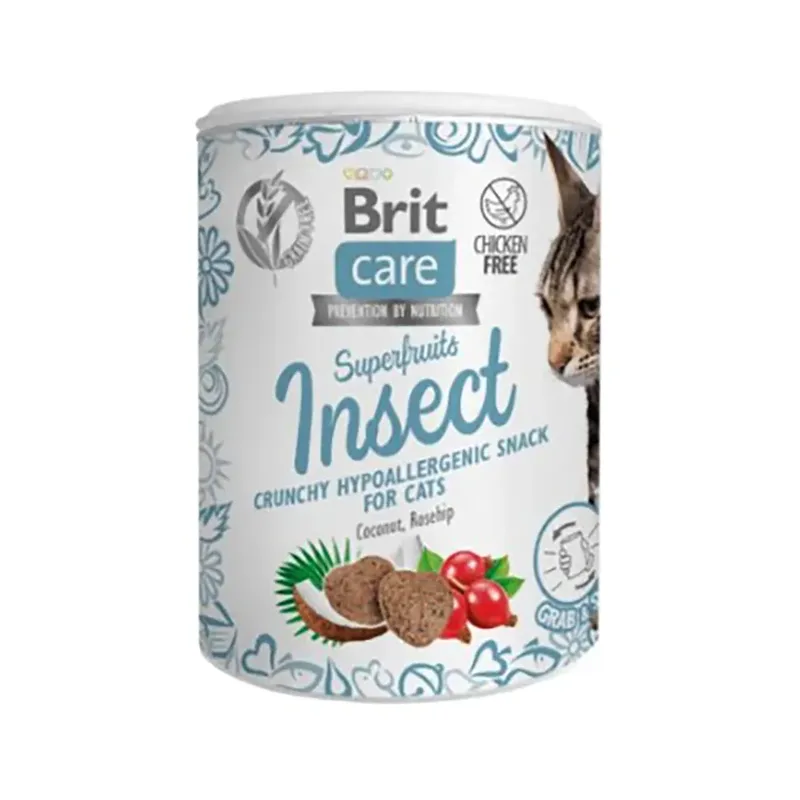 Snack Kattensnack Met Insecten Kokos En Rozenbottel 6x100g by Brit – product photo