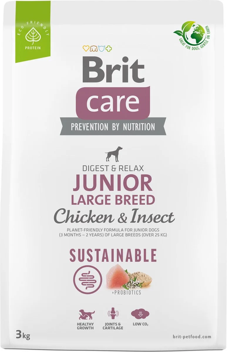 Sustainable Junior Large Breed Digest & Relax Kip - Hondenvoer - 3 kg de Brit – photo produit