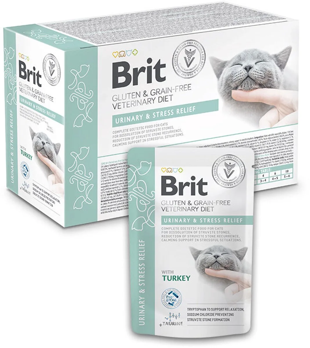 VD Cat - Grain free - Urinary & Stress Relief - Pouch 12 x 85 g van Brit – productfoto