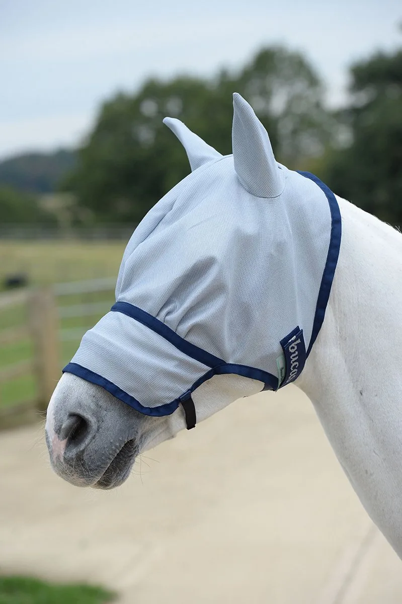 Buzz-Off Vliegenmasker Extended Nose Blauw - XL van Bucas – productfoto