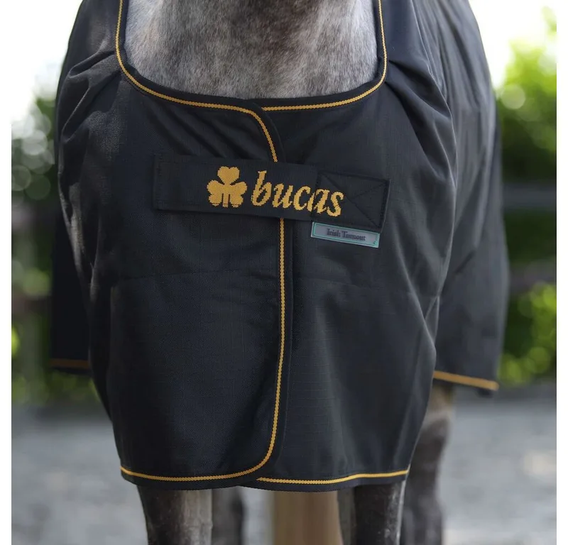 Irish Turnout deken o gr Black/Gold - 145/195 - Regendeken de Bucas en Noir – photo produit 2 sur 2