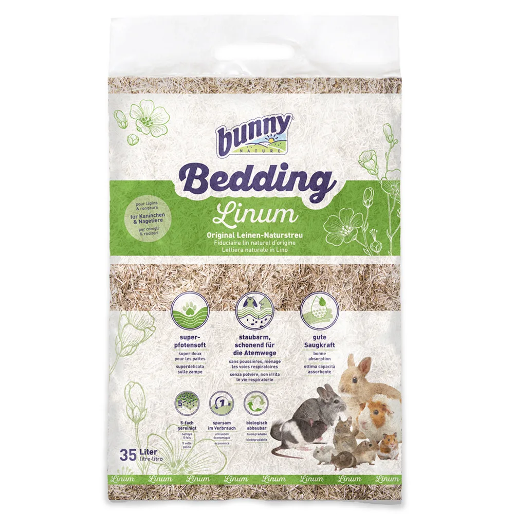 35l BED O' LINUM Bodembedekking voor Knaagdierkooi Stofvrij van Bunny Nature – productfoto