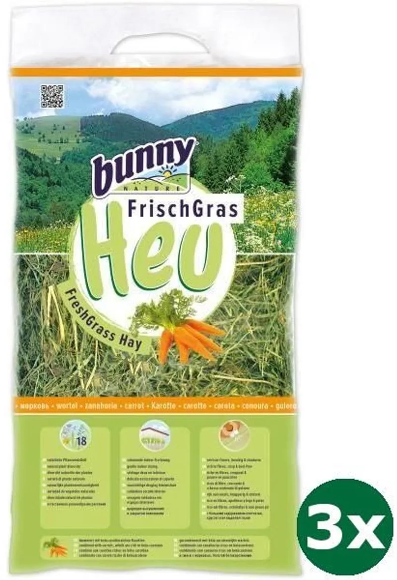 3x500 gr Bunny nature vers gras hooi met wortel by Bunny Nature – product photo