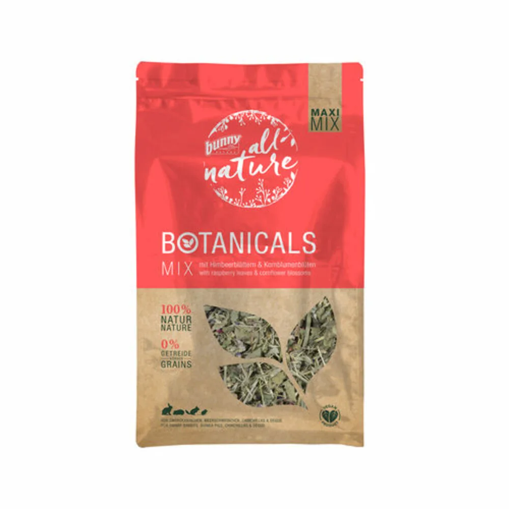 Botanicals Konijnensnack Frambozenblad & Korenbloem 400 gr by Bunny Nature – product photo
