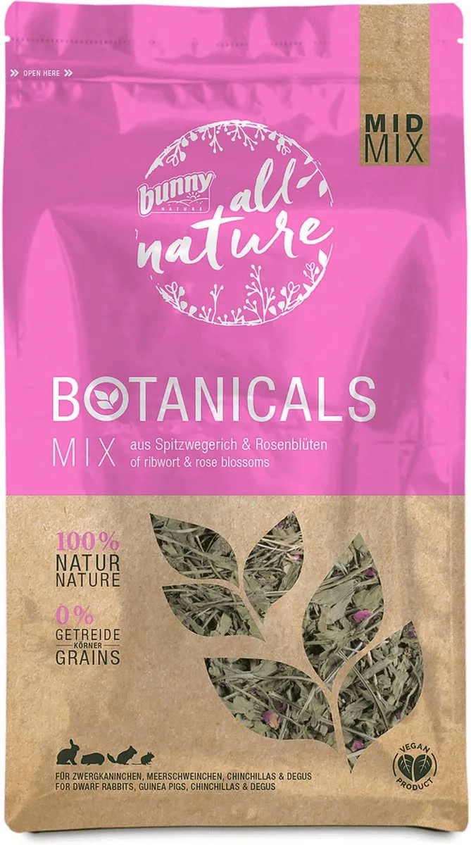 Botanicals Konijnensnack Weegbree - Rozenbloesem 120 gr från Bunny Nature – produktbild