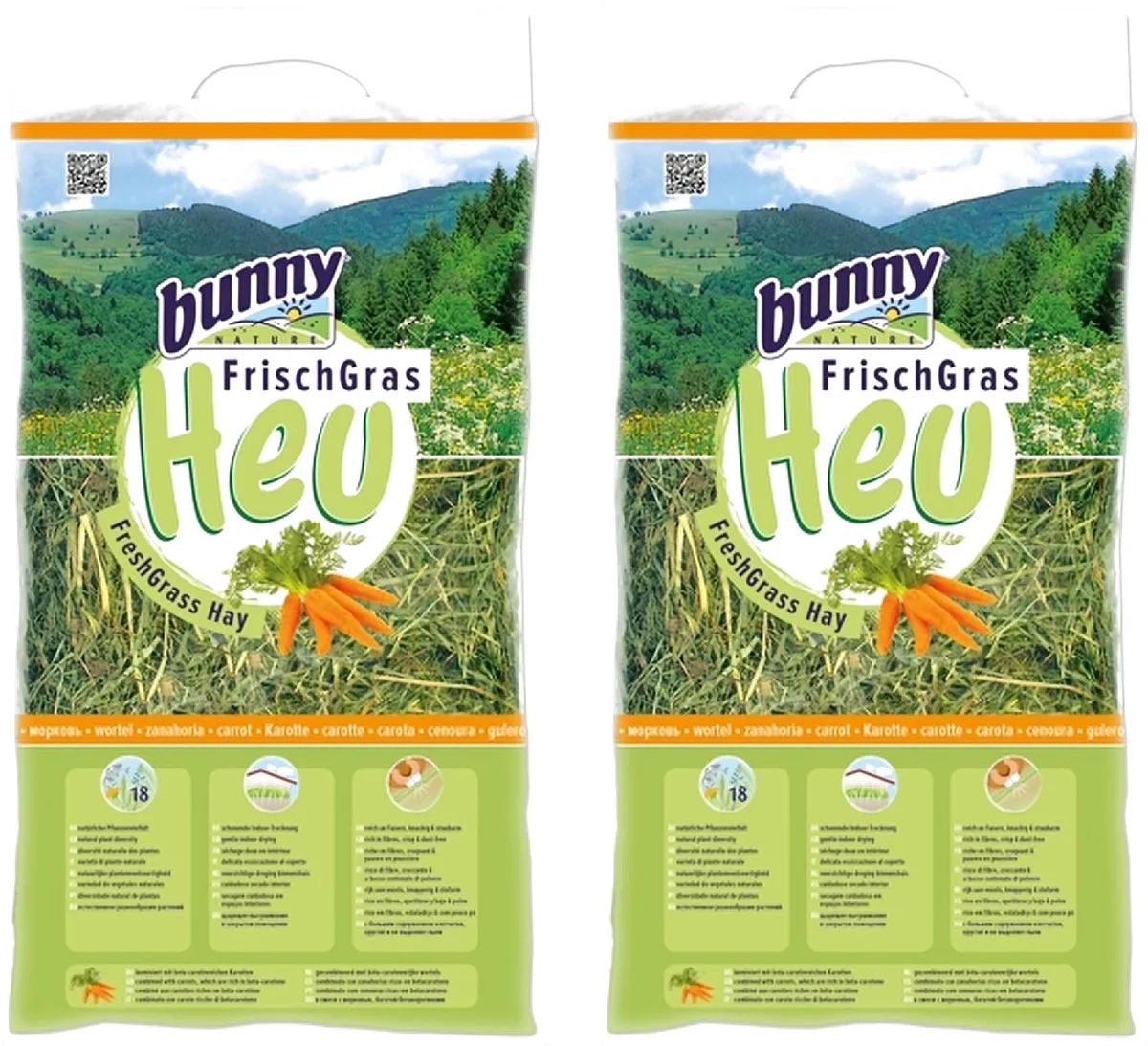FrischGras Hooi met Wortel 500 gram - 2 stuks - Voordeelset de Bunny Nature – photo produit