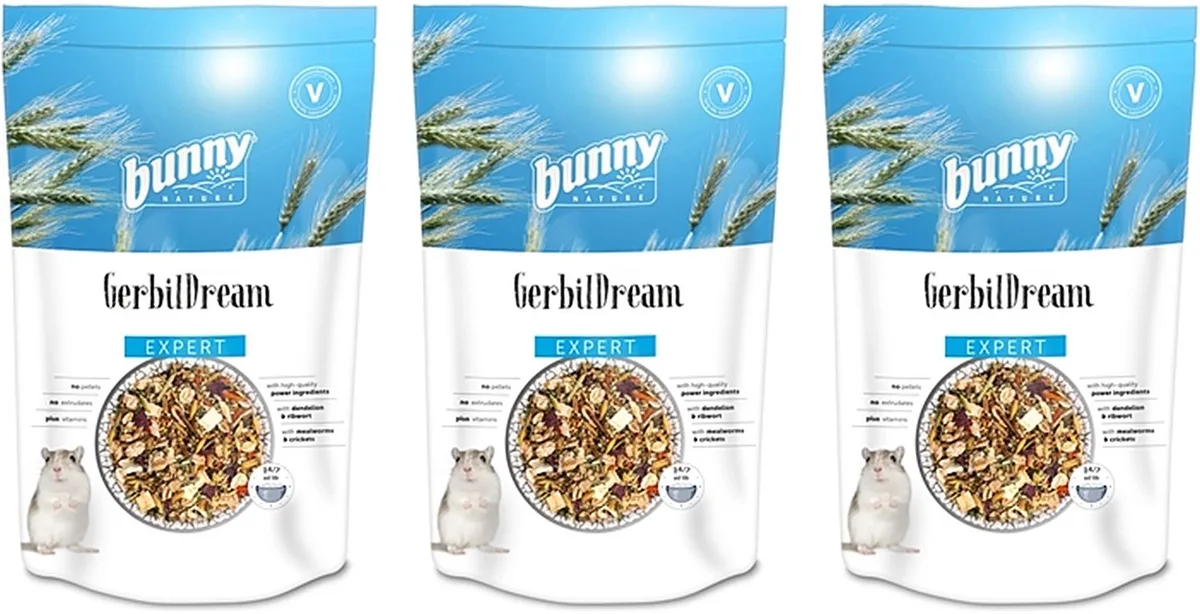 Gerbils Voer Bunny Nature - Gezond Voer met Meelwormen 500g - 3 stuks - Multipack by Bunny Nature – product photo