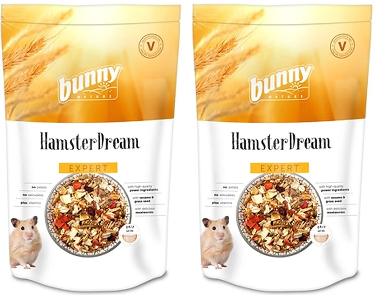 Hamstervoer Bunny Nature - Natuurlijk Hamsterdroom Expert met Granen en Meelwormen 500gr - 2 stuks - Multipack de Bunny Nature – photo produit