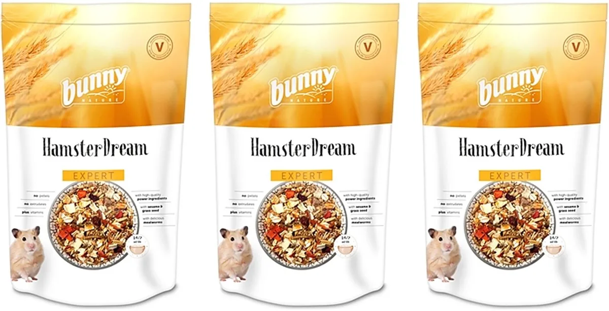 Hamstervoer Bunny Nature - Natuurlijk Hamsterdroom Expert met Granen en Meelwormen 500gr - 3 stuks - Multipack de Bunny Nature – photo produit