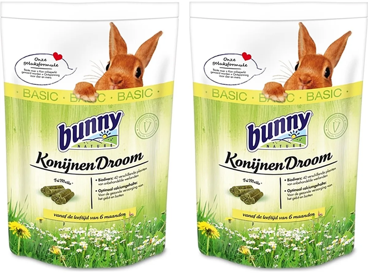 Konijnenvoer Bunny Nature - Konijnendroom Basic 1.5kg - 2 stuks - Multipack de Bunny Nature – photo produit