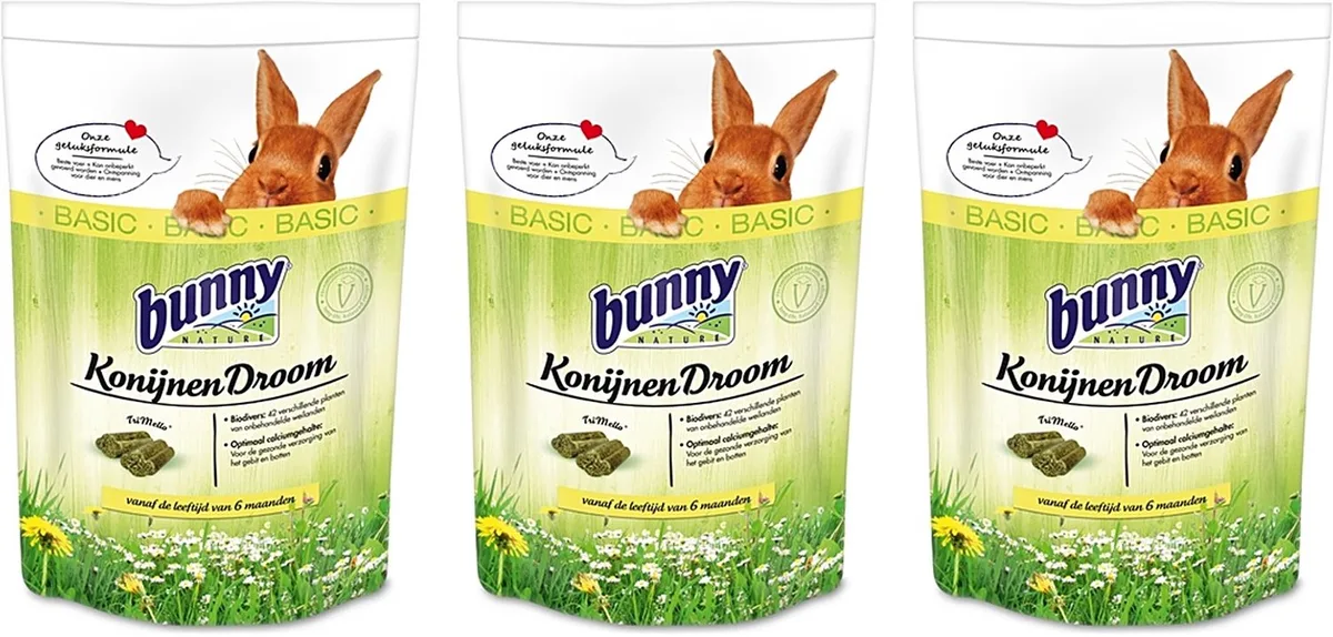 Konijnenvoer Bunny Nature - Konijnendroom Basic 1.5kg - 3 stuks - Multipack de Bunny Nature – photo produit