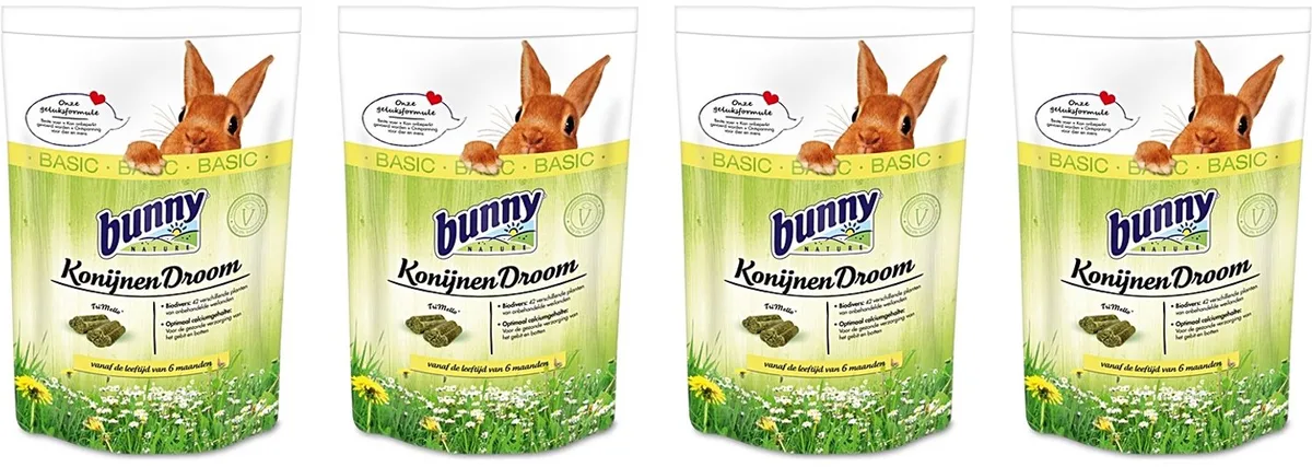 Konijnenvoer Bunny Nature - Konijnendroom Basic 1.5kg - 4 stuks - Multipack de Bunny Nature – photo produit