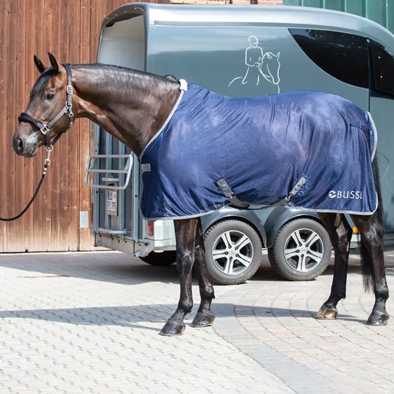 Transport Vliegendeken Stripe Plus - Silver (Navy) - 145 cm de Busse – photo produit