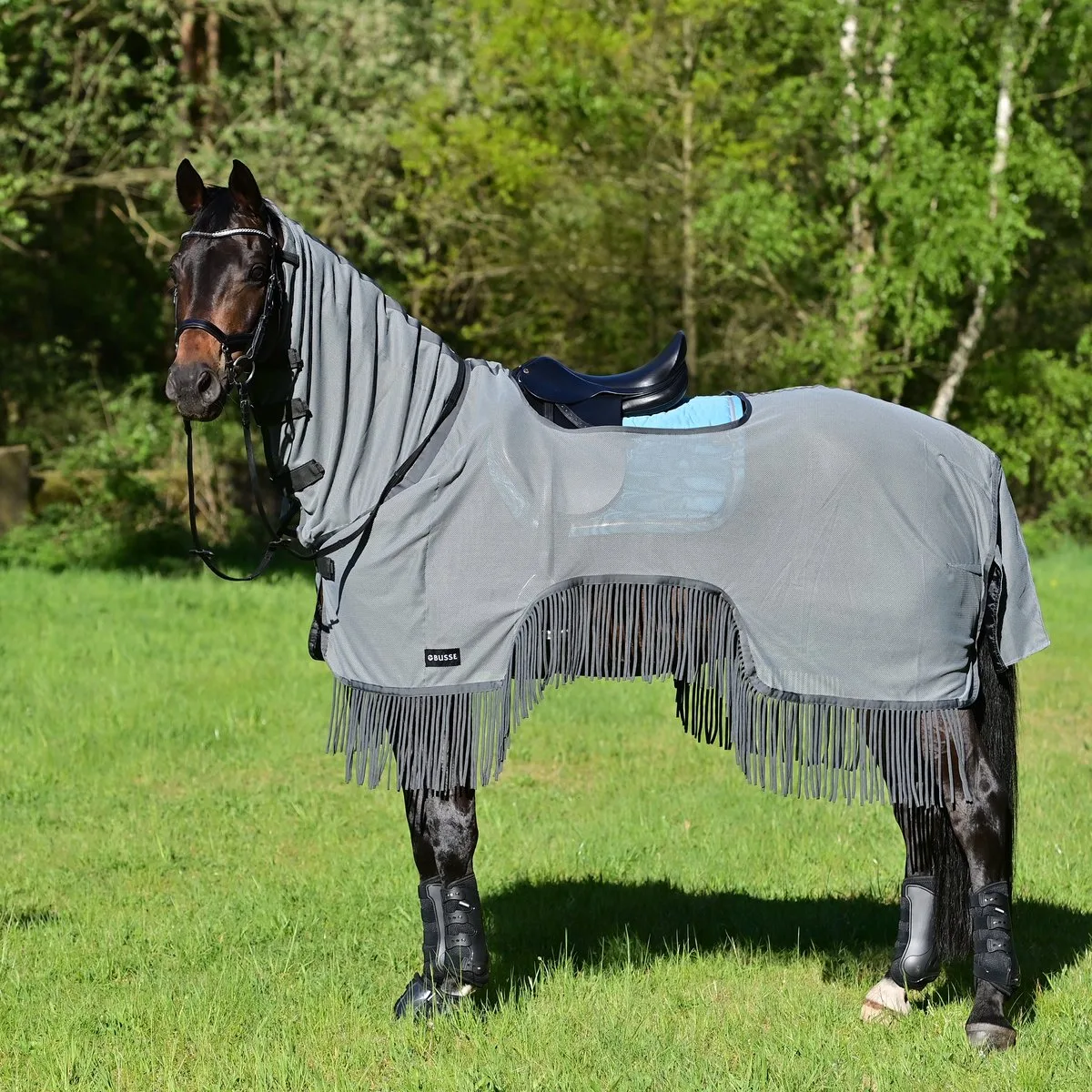 Uitrijdeken Moskito-Franjes III Grijs/Antraciet 145/195 cm de Busse – photo produit