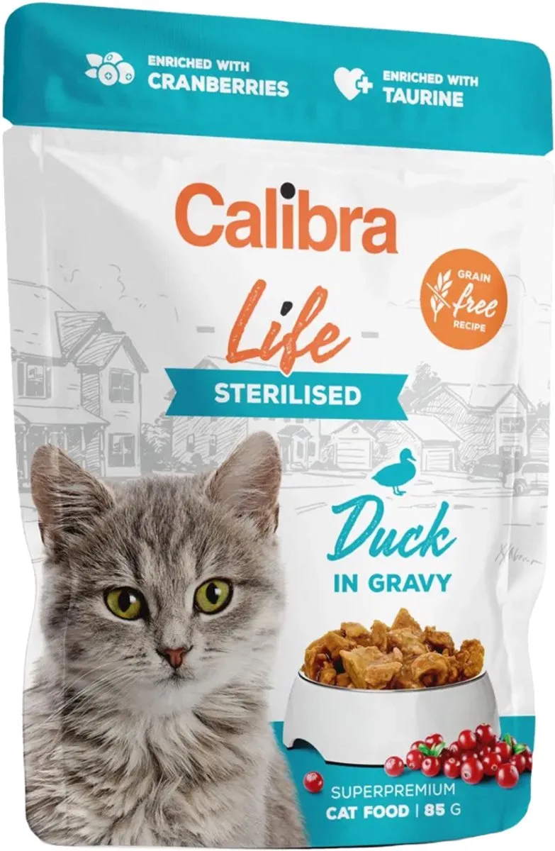 Cat Life Sterilised Natvoer - Zalm - 28 x 85 gram by Calibra – product photo