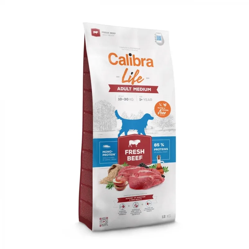 Dog Life Adult Medium Breed - Hondenvoer - Vers Rundvlees - 12 kg - Kip-vrij & Hypoallergeen - Voor Volwassen Middelgrote Rassen by Calibra – product photo