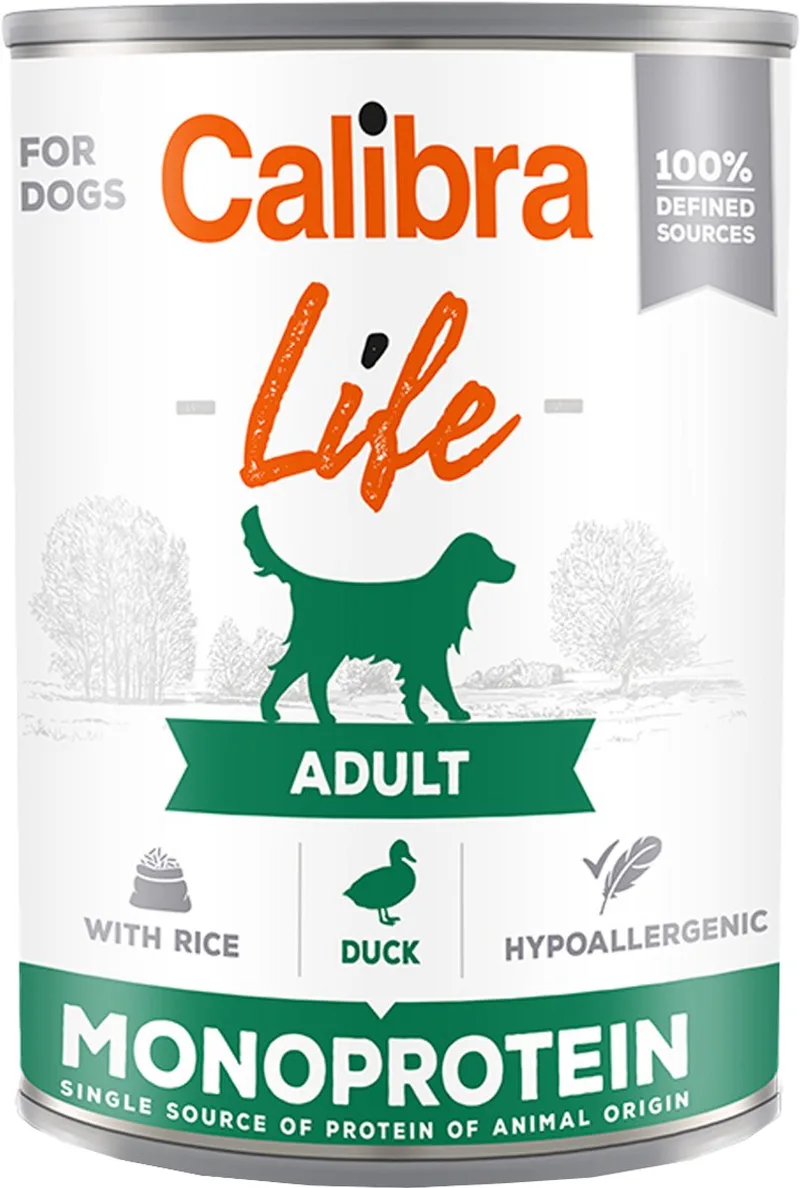 Dog Life Adult Natvoer - Eend - 6 x 400 g by Calibra – product photo