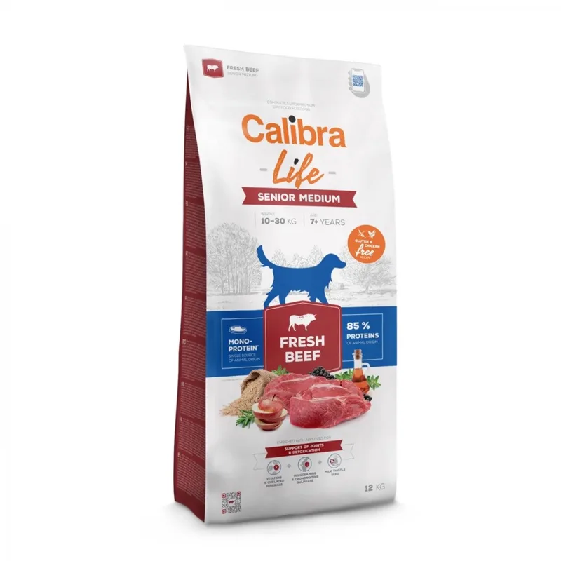 Dog Life Senior Medium Breed - Hondenvoer - Vers Rundvlees - 12 kg - Graanvrij & Kip-vrij - Voor Oudere Honden van Middelgrote Rassen von Calibra – Produktfoto